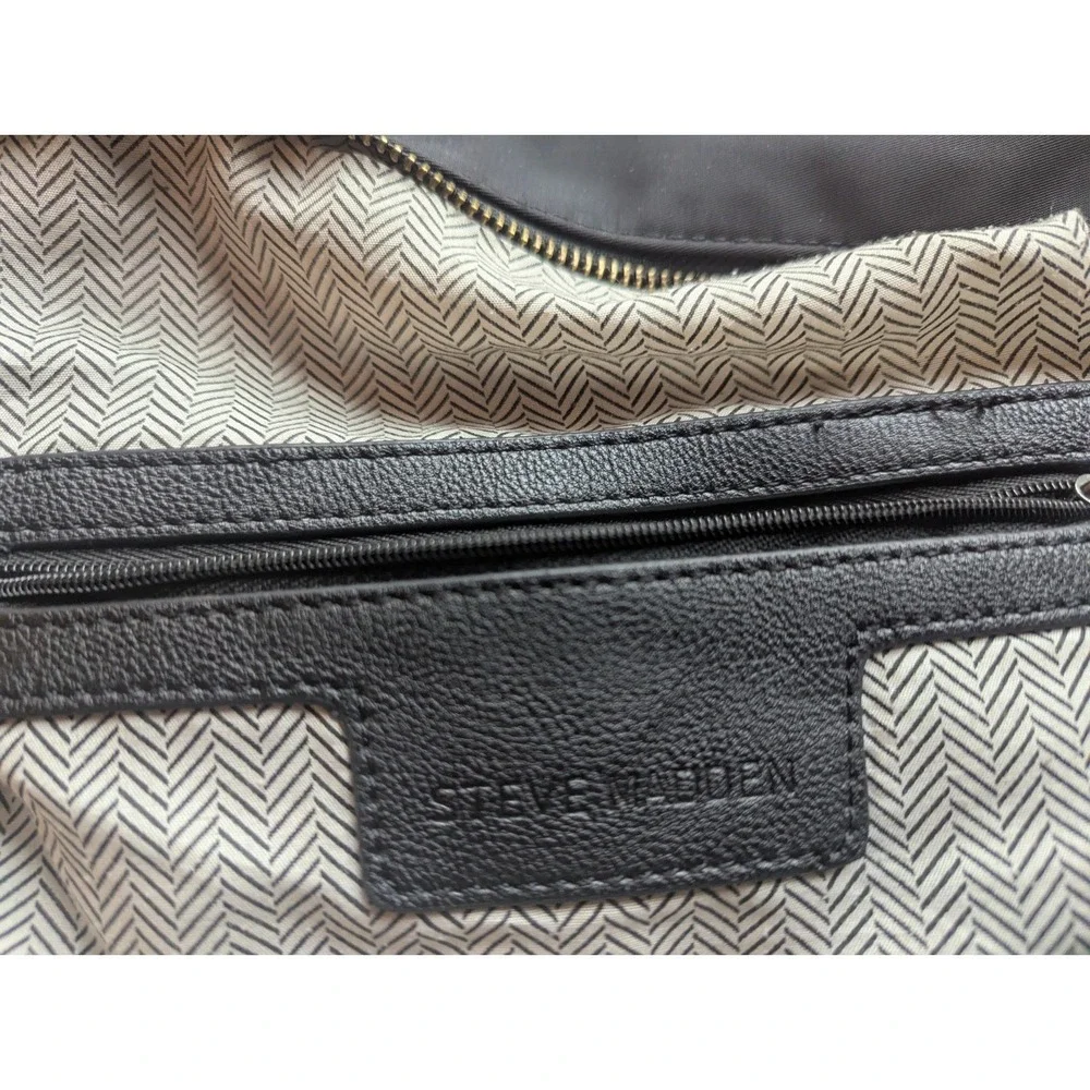 Steve Madden Black Nylon Faux leather Backpack Bag    Lining In Stripes